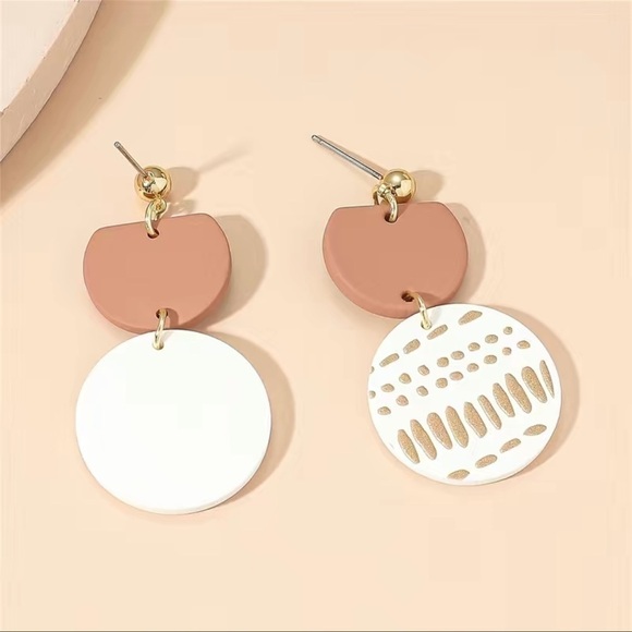 Ripple Print Round Dangle Earrings Acrylic - Picture 4 of 7